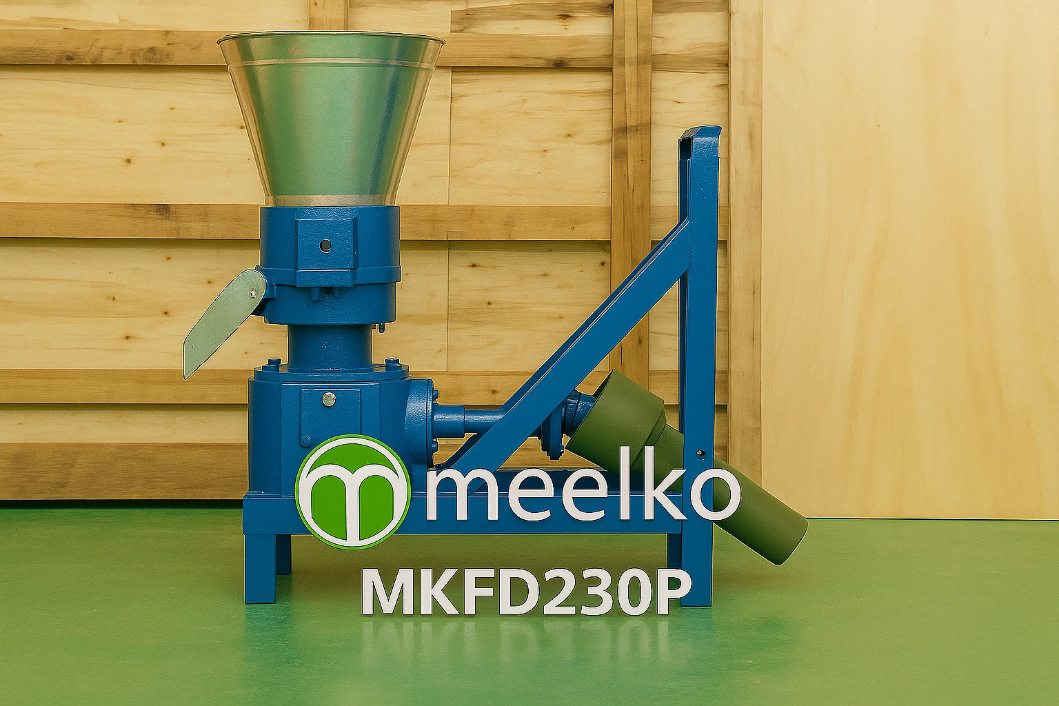 MKFD230P PTO Pellet Mill – 230 mm related product image - VGhlIE1LRkQyMzBQIFBUTyBwZWxsZXQgbWlsbCBmcm9tIE1lZWxrbyB1c2VzIGEgMjMwIG1tIGRpZSBhbmQgY29ubmVjdHMgZGlyZWN0bHkgdG8geW91ciB0cmFjdG9yJ3MgcG93ZXIgdGFrZS1vZmYgdG8gcHJvZHVjZSBwZWxsZXRzIHdpdGhvdXQgZWxlY3RyaWNpdHkuIEEgY29tcGFjdCBhbmQgY29zdC1lZmZlY3RpdmUgc29sdXRpb24gaWRlYWwgZm9yIHNtYWxsIGFuZCBtZWRpdW0gZmFybXMgd2l0aCBhIHRyYWN0b3IgYWxyZWFkeSBhdmFpbGFibGUu