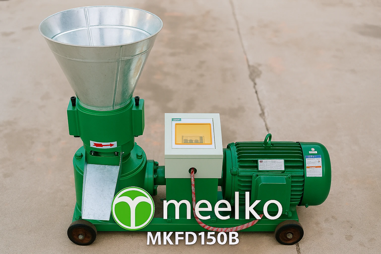 Pellet Mill 150mm Electric 4 kW for Animal Feed – MKFD150C related product image - VGhlIE1LRkQxNTBDIDE1MG1tIDQga1cgZWxlY3RyaWMgcGVsbGV0IG1pbGwgcHJvZHVjZXMgNjAgdG8gMTIwIGtnL2ggb2YgYmFsYW5jZWQgYW5pbWFsIGZlZWQgcGVsbGV0cyBmb3IgcG91bHRyeSwgcmFiYml0cywgcGlncywgYW5kIGNhdHRsZS4gQ29tcGFjdCB1bml0IGlkZWFsIGZvciBzbWFsbCBmYXJtcyBhbmQgZmFtaWx5IGJ1c2luZXNzZXMgc2Vla2luZyB0byBwcm9kdWNlIHRoZWlyIG93biBxdWFsaXR5IGNvbXBvdW5kIGZlZWQu