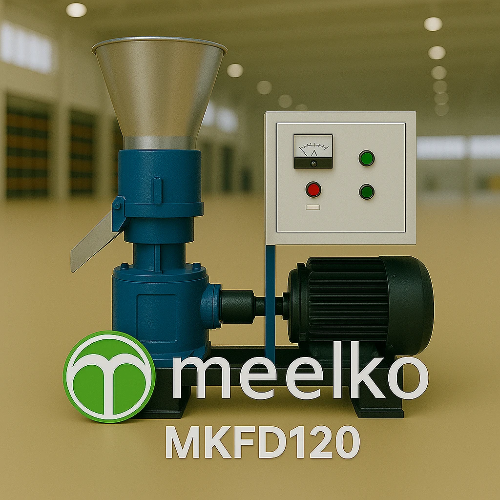 MKFD120R – 120 mm Roller Rotation Biomass Pellet Mill related product image - PHA+VGhlIDxzdHJvbmc+TUtGRDEyMFIgUm9sbGVyIFJvdGF0aW9uPC9zdHJvbmc+IHBlbGxldCBtaWxsIGlzIHRoZSBtb3N0IGNvbXBhY3QgUi10eXBlIG1vZGVsIGZyb20gTWVlbGtvLCBlbmdpbmVlcmVkIHNwZWNpZmljYWxseSBmb3IgPHN0cm9uZz5zb2Z0d29vZCBzYXdkdXN0LCBmaW5lIHNoYXZpbmdzLCBsaWdodCBhZ3JpY3VsdHVyYWwgcmVzaWR1ZXMgYW5kIGxvdy1saWduaW4gbWF0ZXJpYWxzPC9zdHJvbmc+IHRoYXQgYXJlIGRpZmZpY3VsdCB0byBjb21wYWN0IHdpdGggYSBzdGFuZGFyZCBkaWUtcm90YXRpb24gKEMtdHlwZSkgbWFjaGluZS48L3A+PHA+V2l0aCBhIDxzdHJvbmc+MTIwIG1tIGZpeGVkIGRpZTwvc3Ryb25nPiBhbmQgaGlnaC10cmFjdGlvbiByb2xsZXIgcm90YXRpb24gc3lzdGVtLCB0aGUgTUtGRDEyMFIgZGVsaXZlcnMgc3Ryb25nIGNvbXByZXNzaW9uIGluIGEgc21hbGwgZm9vdHByaW504oCUaWRlYWwgZm9yIHdvcmtzaG9wcywgc21hbGwgY2FycGVudHJpZXMsIGhvbWVzdGVhZCBvcGVyYXRpb25zLCBudXJzZXJpZXMgYW5kIGJpb21hc3Mgc3RhcnR1cHMuPC9wPg==